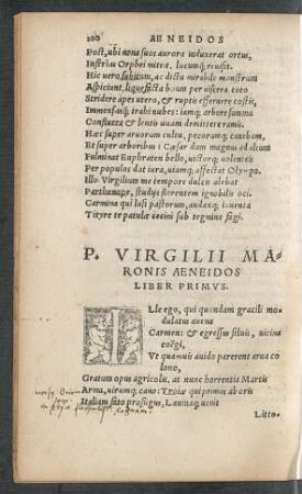 P. Virgilli Maronis Aeneidos Liber Primus.