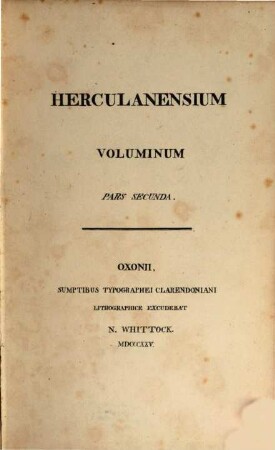 Herculanensium voluminum pars ..., 2. Herculanensium voluminum pars secunda