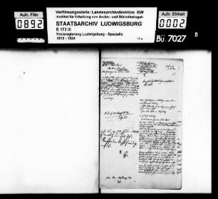 Stiftungssachen: Forstbedienstete, Oberamt Ludwigsburg