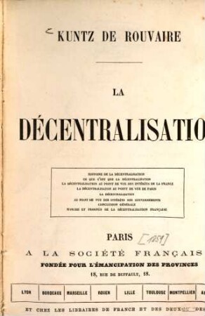 La décentralisation