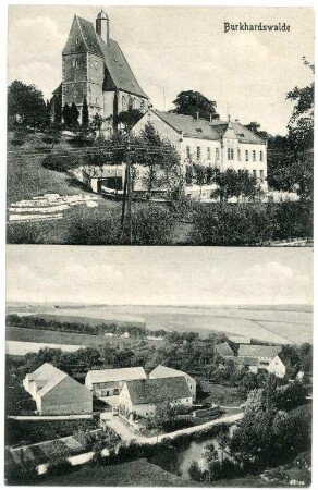 Burkhardtswalde. Blick auf Burkhardswalde mit Dorfkirche