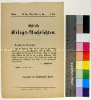 Kriegsdepesche des Norddeutschen Bundes über die Kriegsereignisse vom 23.12.1870 in Tours