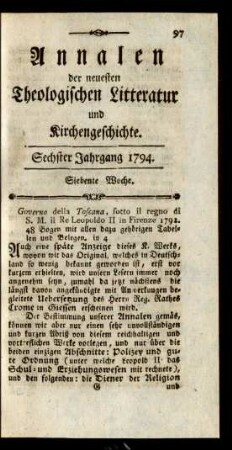 Siebente Woche