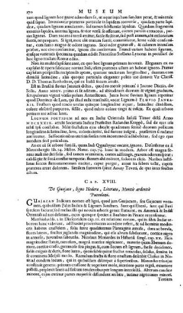 Cap. XVII. De Guajaco, ligno Hederae, Literato, Montis ardentis Puteolani