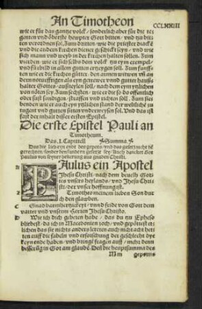 Die erste Epistel Pauli an Thimotheum.