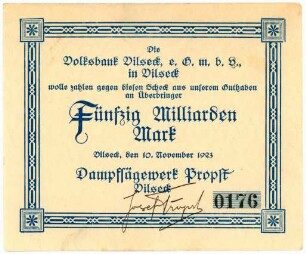 Geldschein / Notgeld, 50 Milliarden Mark, 10.11.1923