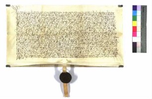 Dietrich Erzbischof von Mainz bestellt Graf Kraft von Hohenlohe zu seinem Rat auf 5 Jahre; Pergament; Siegel des Erzbischofs.