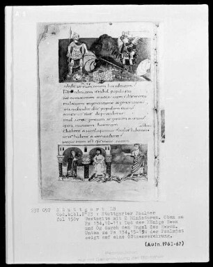 Der Stuttgarter Bibelpsalter — Textseite mit zwei Miniaturen