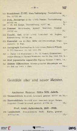 Gemälde alter und neuer Meister (Nr. 328-406)