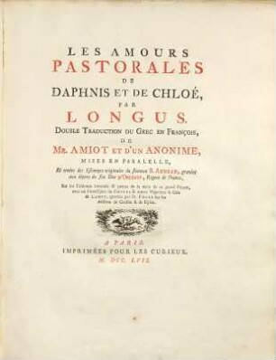 Les amours pastorales de Daphnis et de Cloé