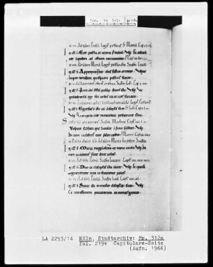 Evangeliar aus St. Pantaleon, Köln — Capitulare-Seite, Folio fol. 219v