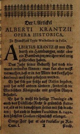 Hamburgische Bibliotheca historica, der studierenden Jugend zum Besten zusammengetragen. 1, 1. 1715