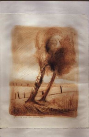 Ausstellung "Landschaften" von Lothar Hoffmann: Rötel-Zeichnung