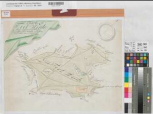 Borgholzhausen (Borgholzhausen) Vermessung der Tielheide 1772 ca 1 : 3750 42 x 54 kol. Zeichnung M. Reinhold Markenkarten Spez.Verz. Markenkarten X Nr. 17a