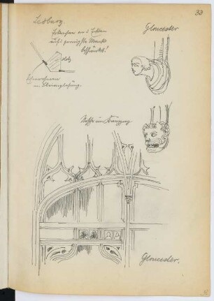 Kathedrale, Gloucester: Details (aus: Skizzen- und Fotoalbum 26)