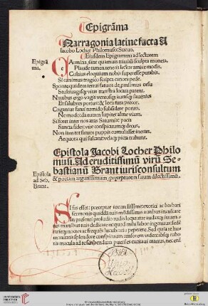 Epistola Jacobi Locher