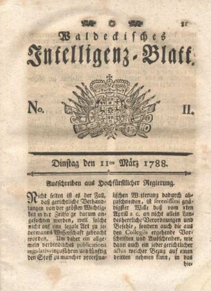 No. 11. Dinstag den 11ten März 1788