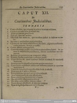 Caput XII. De Cautionibus Iudicialibus