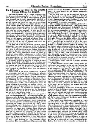 Die Bedeutung der Bibel für die religiöse-sittliche Bildung der Jugend