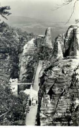 Ansicht der Basteibrücke in der Sächsischen Schweiz