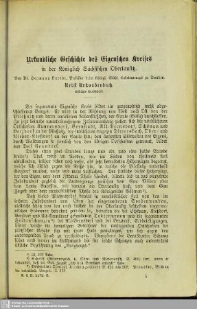 Urkundliche Geschichte des Eigenschen Kreises in der Königlich Sächsischen Oberlausitz : nebst Urkundenbuch; gekrönte Preisschrift