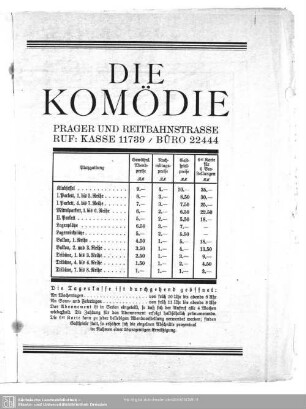 Die Komödie, Prager und Reitbahnstrasse