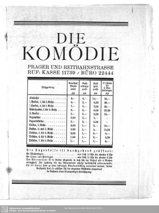 Die Komödie, Prager und Reitbahnstrasse