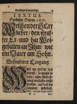 Textus. Sprüchw. Salom. 3. v. 12.