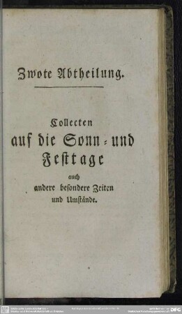 Zwote Abtheilung