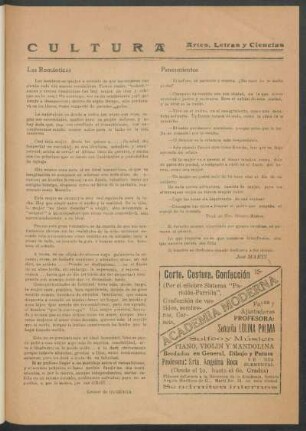 Cultura - Artes, letras y ciencias : Las románticas [y] Pensamientos