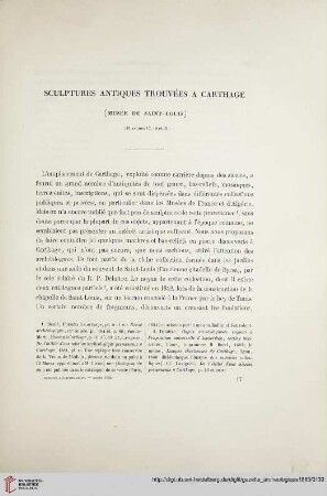Sculptures antiques trouvées à Carthage: (Musée de Saint- Louis)