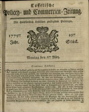 10tes Stueck, Montag den 6ten Maerz 1775