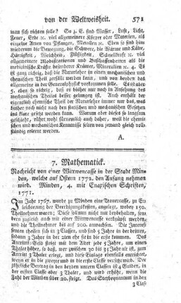 Nachricht von einer Wittwencasse in der Stadt Minden.