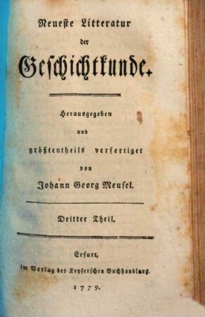 Neueste Litteratur der Geschichtkunde, 3