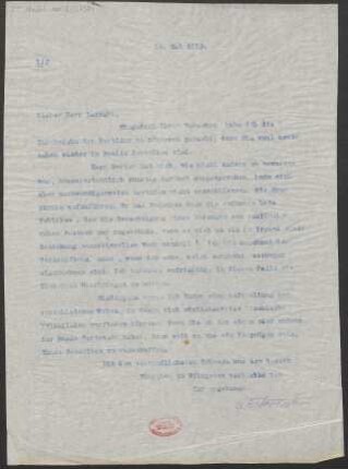 Brief an Sylvio Lazzari : 10.05.1913