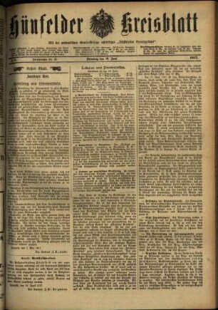 Erste Ausgabe vom Dienstag, den 19. Juni 1917.