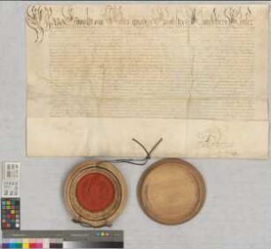 Kaiser Leopold I. bestätigt Bischof Ferdinand von Paderborn die Regalien, Lehen und die weltliche Obrigkeit im Bistum Paderborn. SA des Ausstellers USS