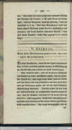 V. Abschnitt. Von den Vorbauungsmitteln chronischer Krankheiten