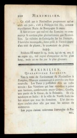 Maximilien, Quarantieme Empereur