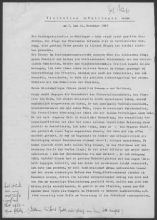 Mähringen-Lehr: Visitationsbericht mit Pfarrbericht 1963