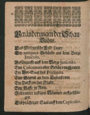 Veränderungen der Schau-Bühne.