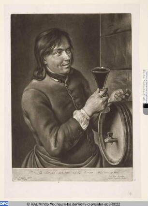 G. Hieronymus Weber mit Weinglas beim Fass