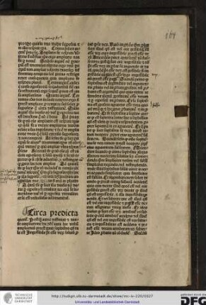 Circa predicta queritur.