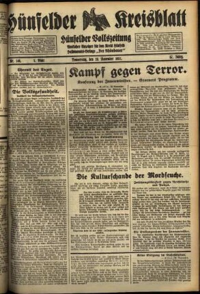 Erste Ausgabe vom Donnerstag, den 19. November 1931.
