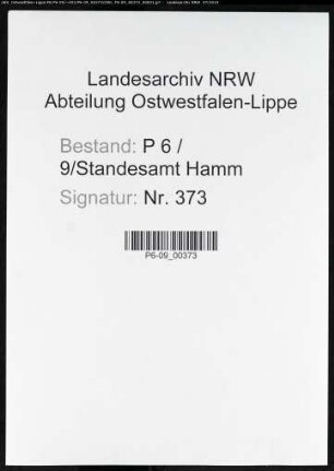 Sterberegister Standesamt Hamm