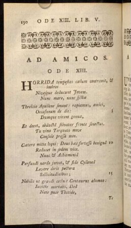 190-201, Ad Amicos. / A Ses Amis. Ode XIII. - Notes sur l'ODE XIII. Liv. V.