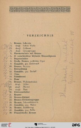 Verzeichnis (Nr. 1-415)