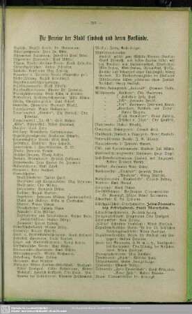Die Vereine der Stadt Limbach und deren Vorstände