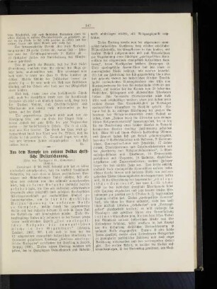 Aus den Kampfe um unseres Volkes christliche Weltanschauung