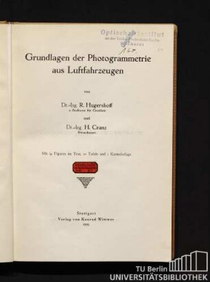 Grundlagen der Photogrammetrie aus Luftfahrzeugen